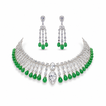 Emerald Cascade Diamond Necklace Set