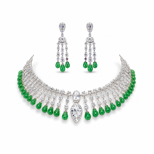 Emerald Cascade Diamond Necklace Set