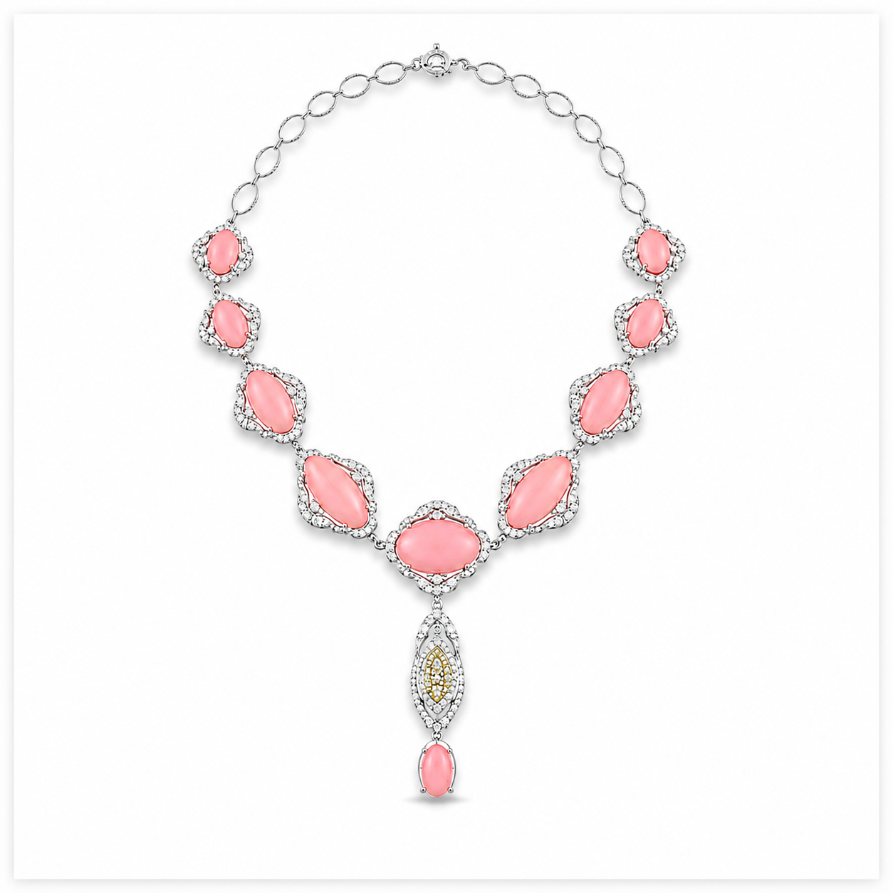 Rosaline Diamond & Pink Coral Statement Necklace