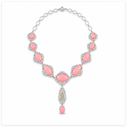 Rosaline Diamond & Pink Coral Statement Necklace