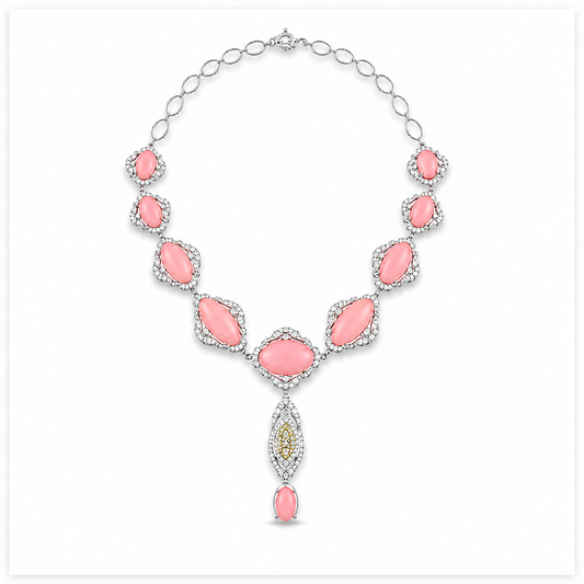 Rosaline Diamond & Pink Coral Statement Necklace