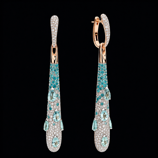 Aqua Diamond Drop Earrings