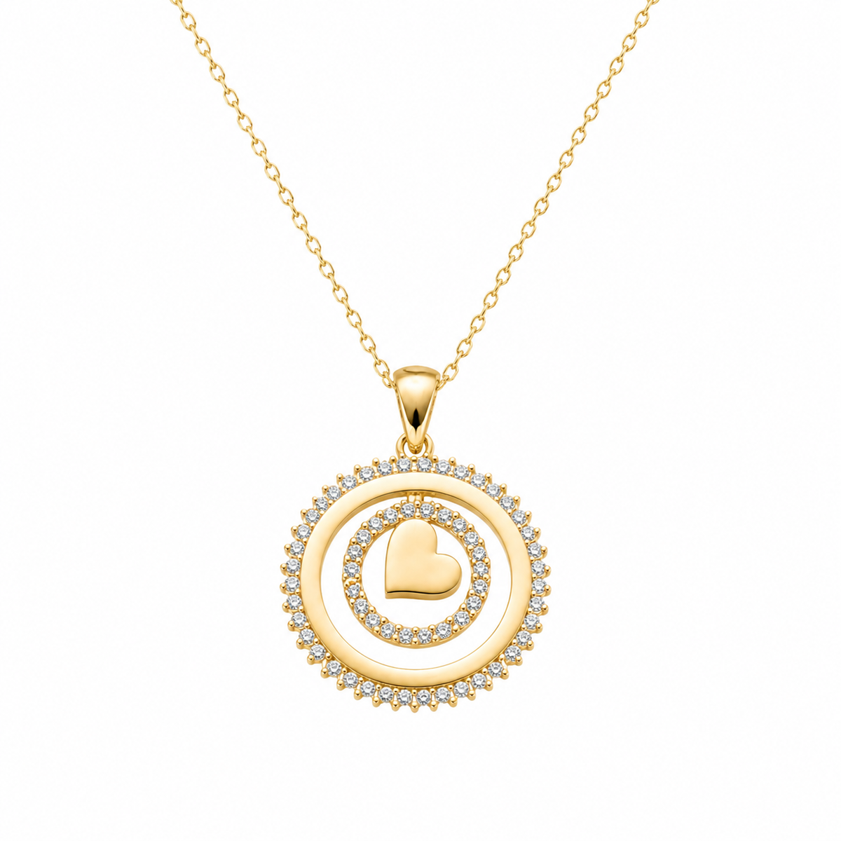 Sentiment Heart-in-Halo Diamond Pendant
