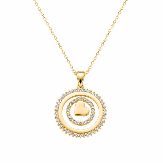 Sentiment Heart-in-Halo Diamond Pendant