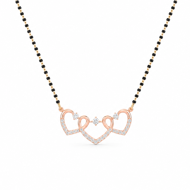 Heart Interlink Diamond Mangalsutra Pendant
