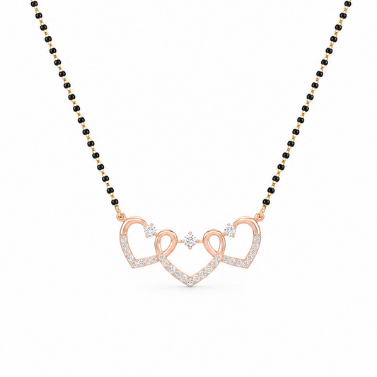 Heart Interlink Diamond Mangalsutra Pendant