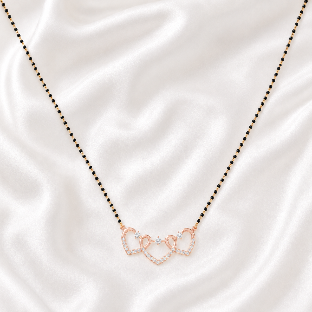 Heart Interlink Diamond Mangalsutra Pendant