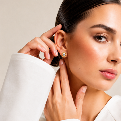 Geometric Hexagon Diamond Stud