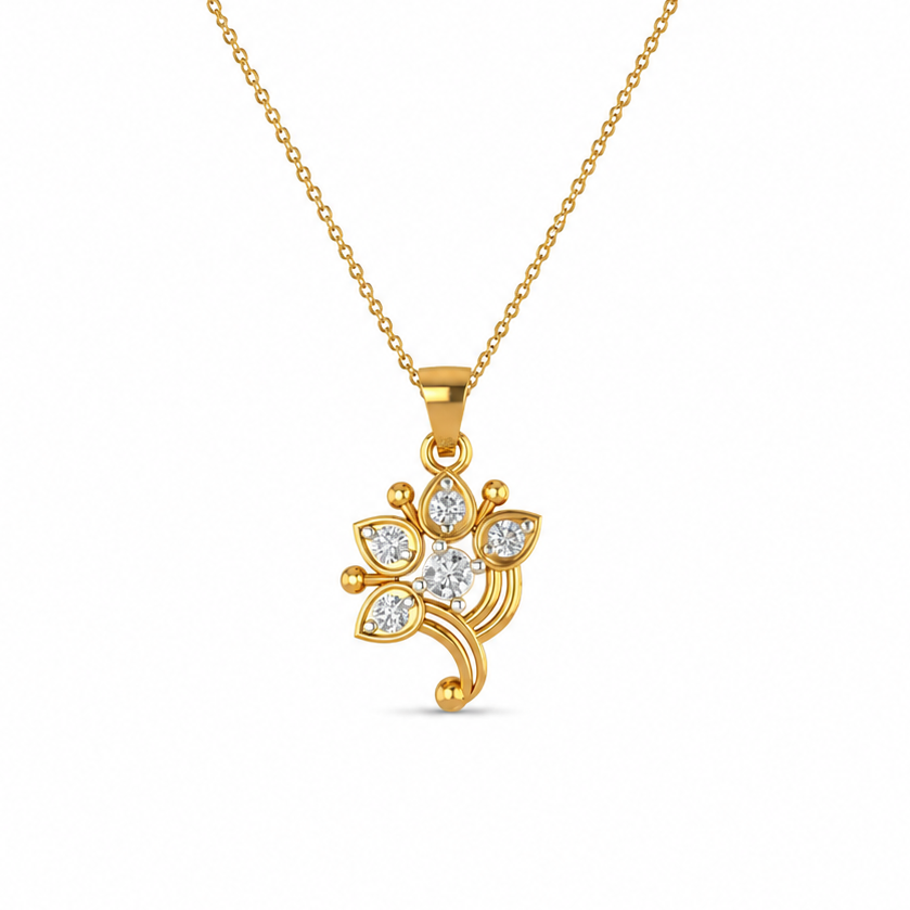 Petal-Drop Diamond Cluster Pendant