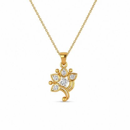 Petal-Drop Diamond Cluster Pendant