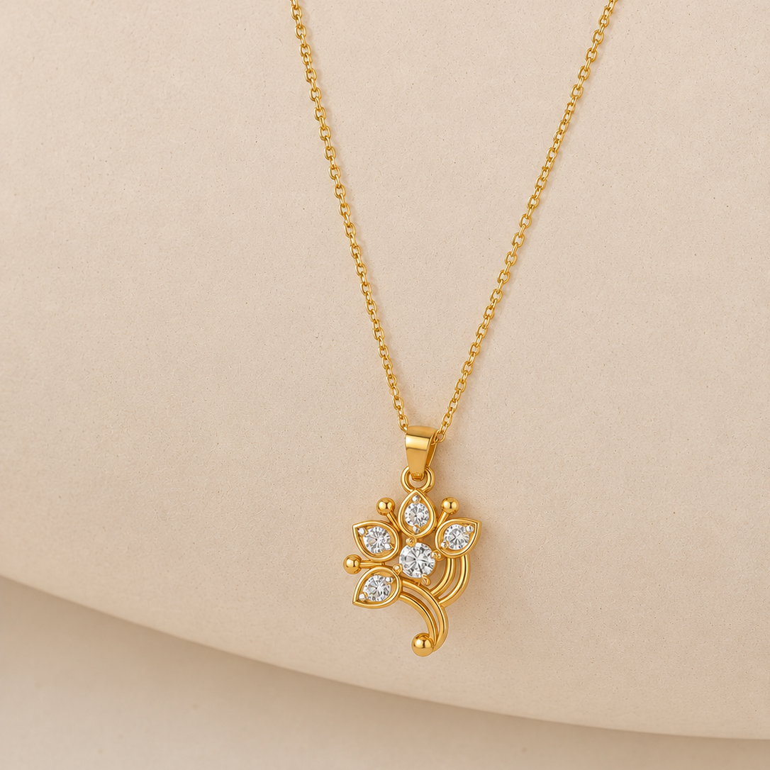 Petal-Drop Diamond Cluster Pendant