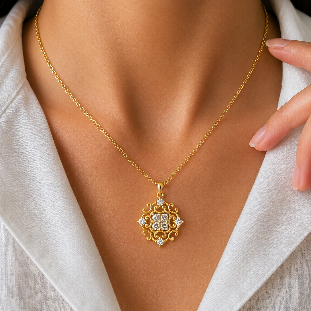 Vintage-Inspired Filigree Diamond Pendant
