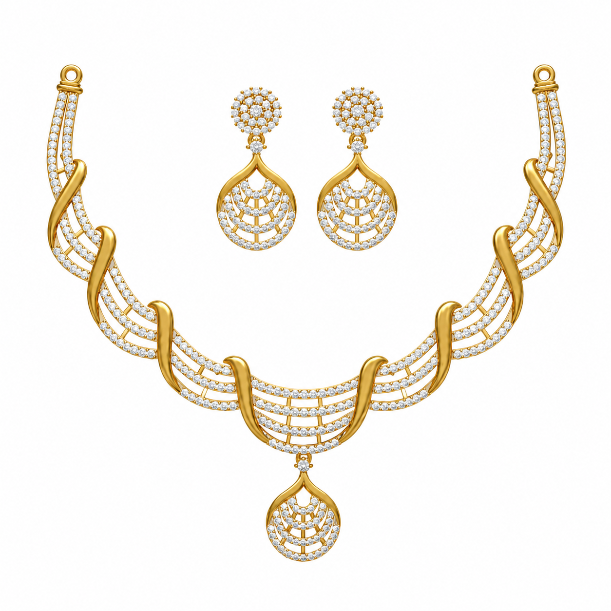 Luxury Gold Diamond Necklace Set