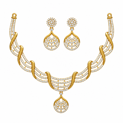 Luxury Gold Diamond Necklace Set