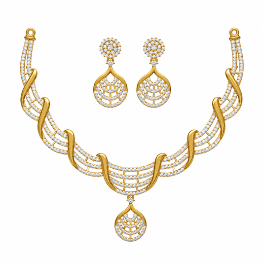 Luxury Gold Diamond Necklace Set