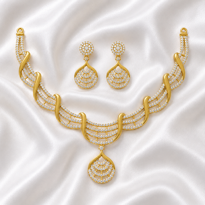 Luxury Gold Diamond Necklace Set