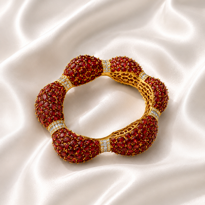 Floral Ruby Cluster Bangle