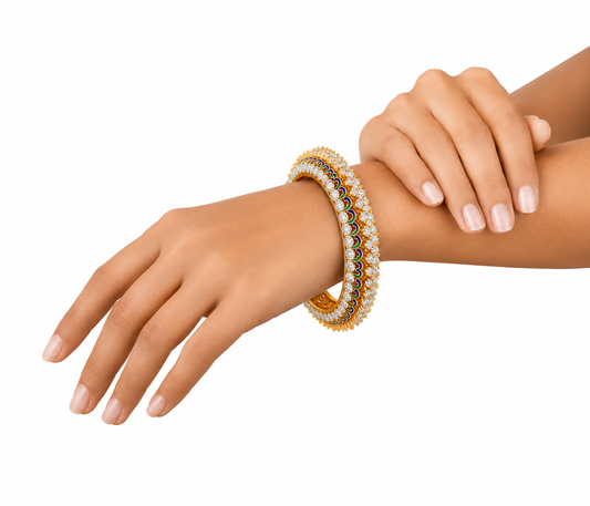 Peacock Crest Diamond Bangle