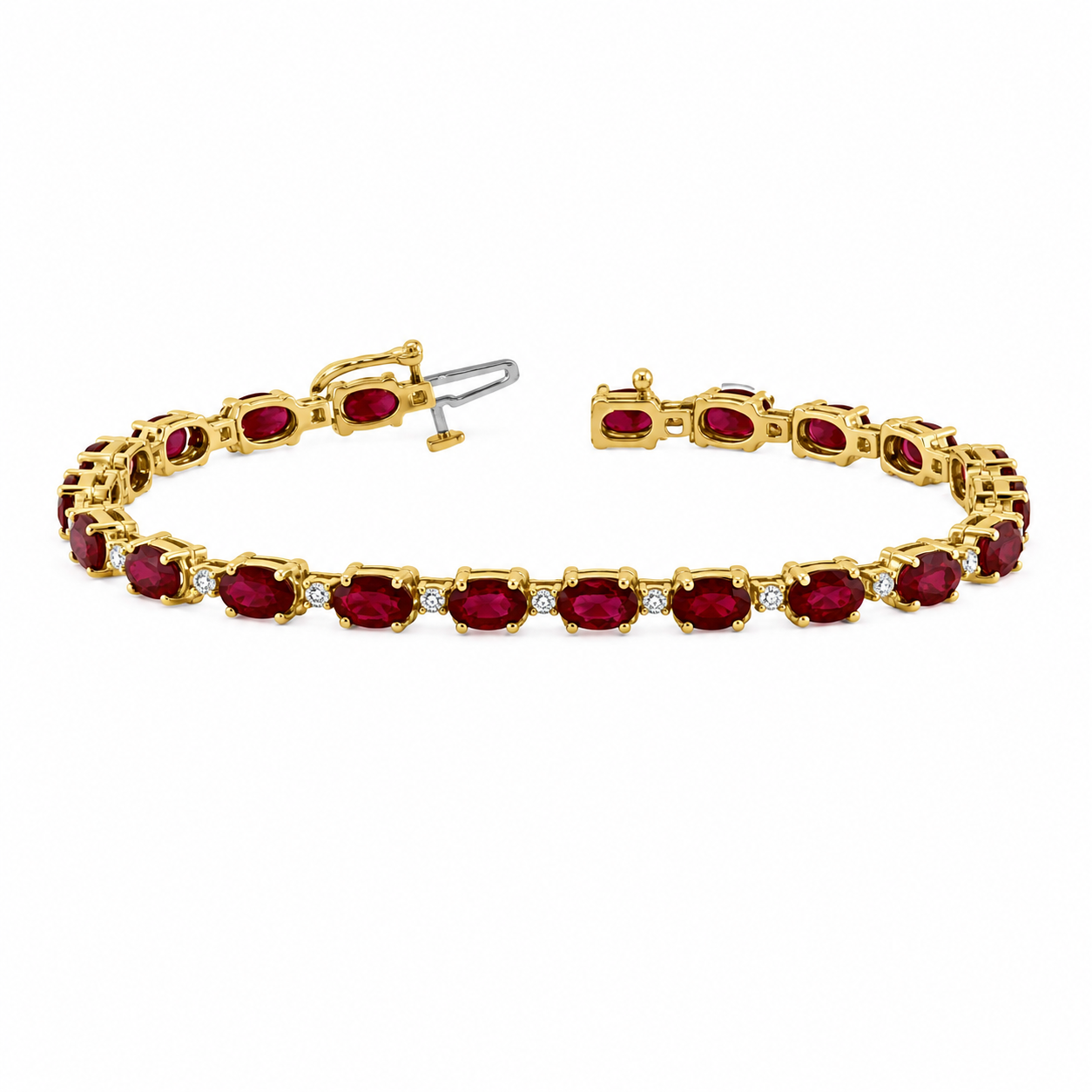 Luxurious Ruby & Diamond Cabochon Bracelet