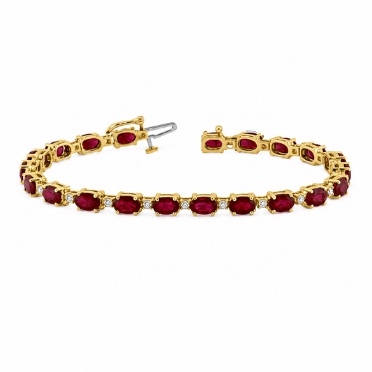 Luxurious Ruby & Diamond Cabochon Bracelet