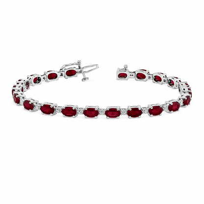 Luxurious Ruby & Diamond Cabochon Bracelet