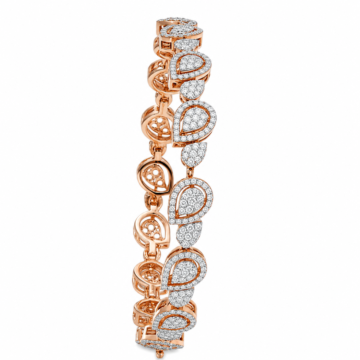 Leaf Vine Motif Diamond Statement Bracelet