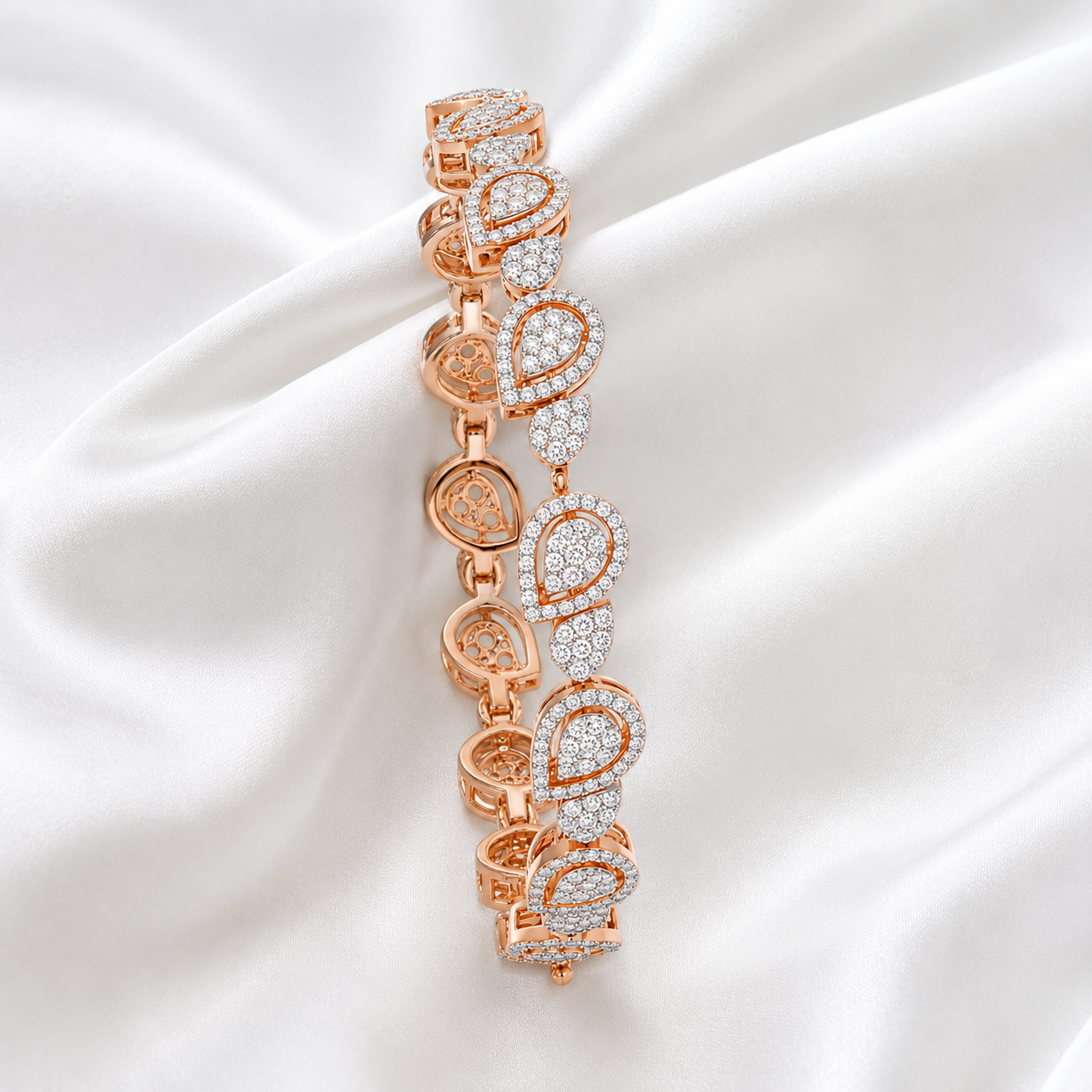 Leaf Vine Motif Diamond Statement Bracelet