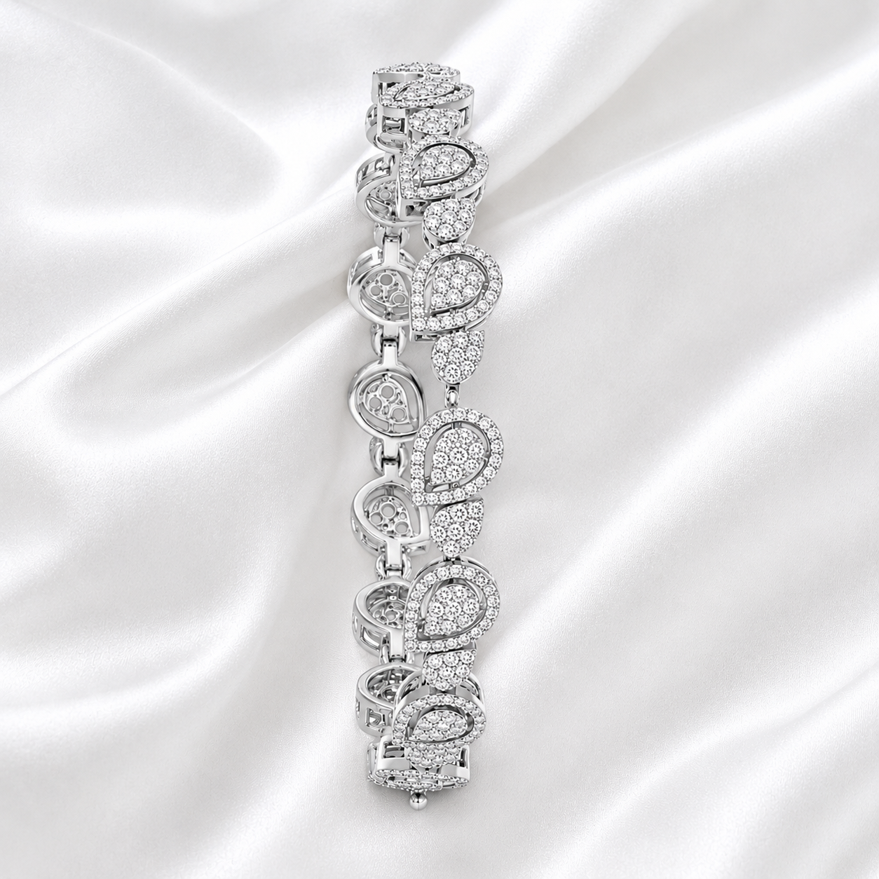 Leaf Vine Motif Diamond Statement Bracelet