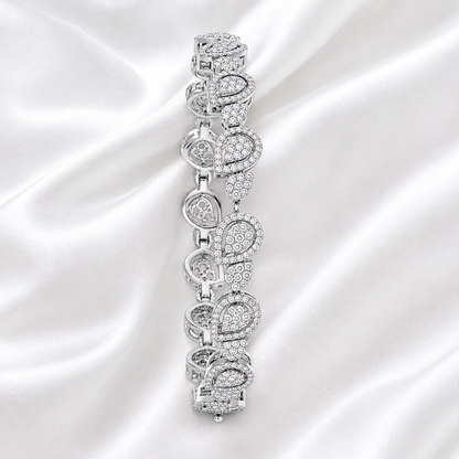Leaf Vine Motif Diamond Statement Bracelet