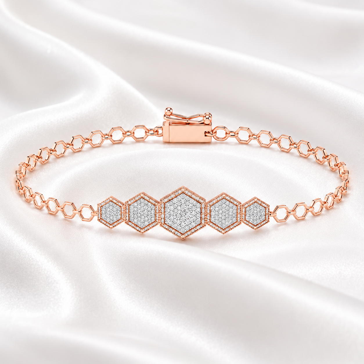 HexaLink Geometric Diamond Bracelet