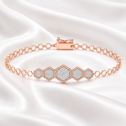 HexaLink Geometric Diamond Bracelet