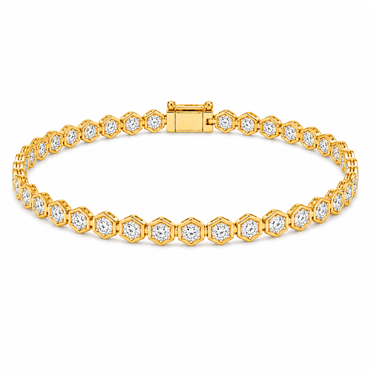 Bold Hexagon Solitaire Diamond Bracelet