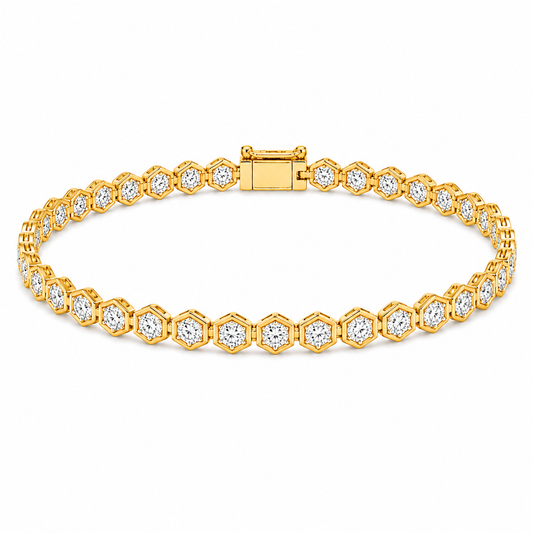 Bold Hexagon Solitaire Diamond Bracelet