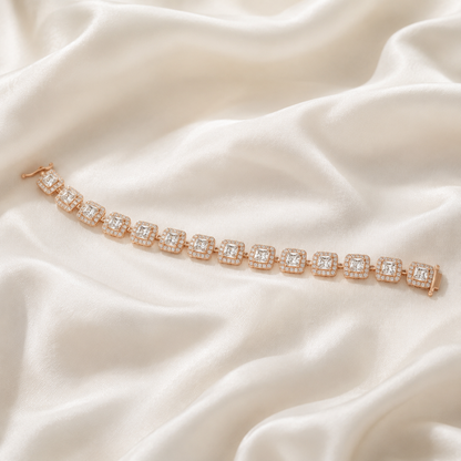 Radiant Square Link Diamond Chain Bracelet