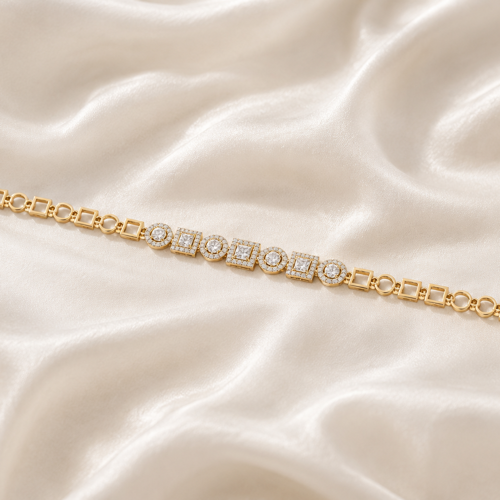 Modern Geometric Diamond Chain Bracelet
