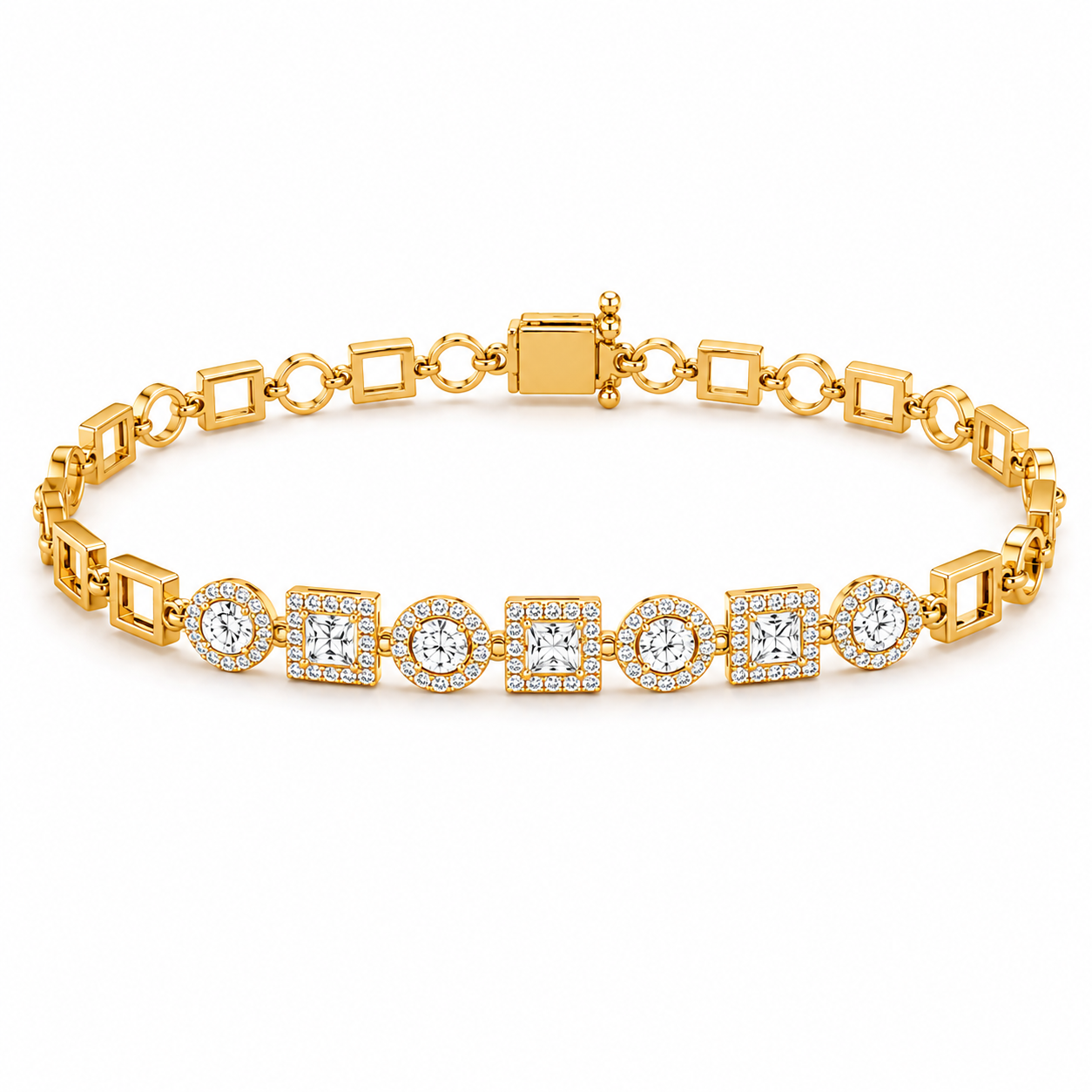 Modern Geometric Diamond Chain Bracelet