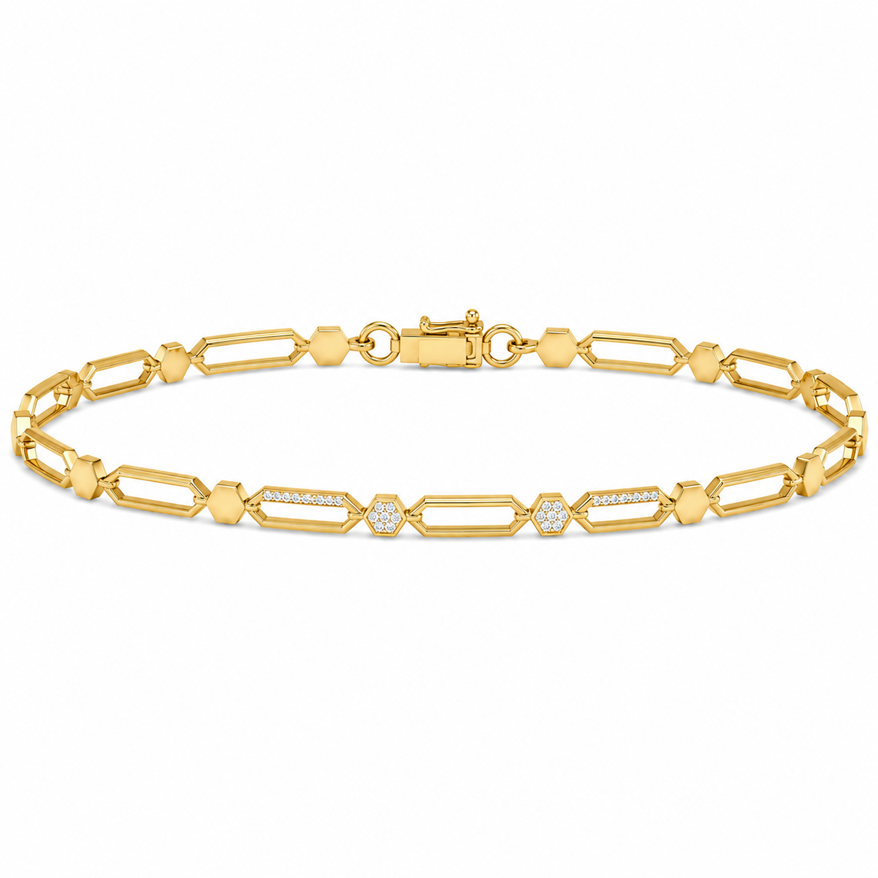 Minimalist Hexagon Link Diamond Bracelet
