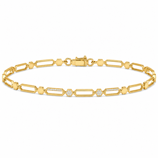 Minimalist Hexagon Link Diamond Bracelet