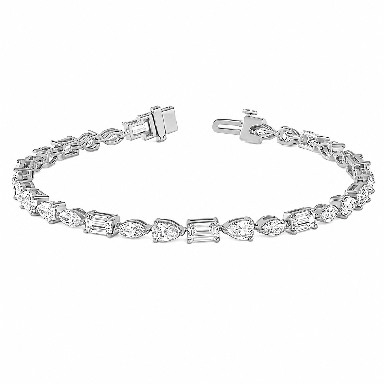 Marquise & Emerald-Cut Diamond Chain Bracelet