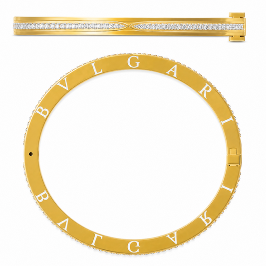 Bvlgari Inspired Diamond Signature Bangle Bracelet