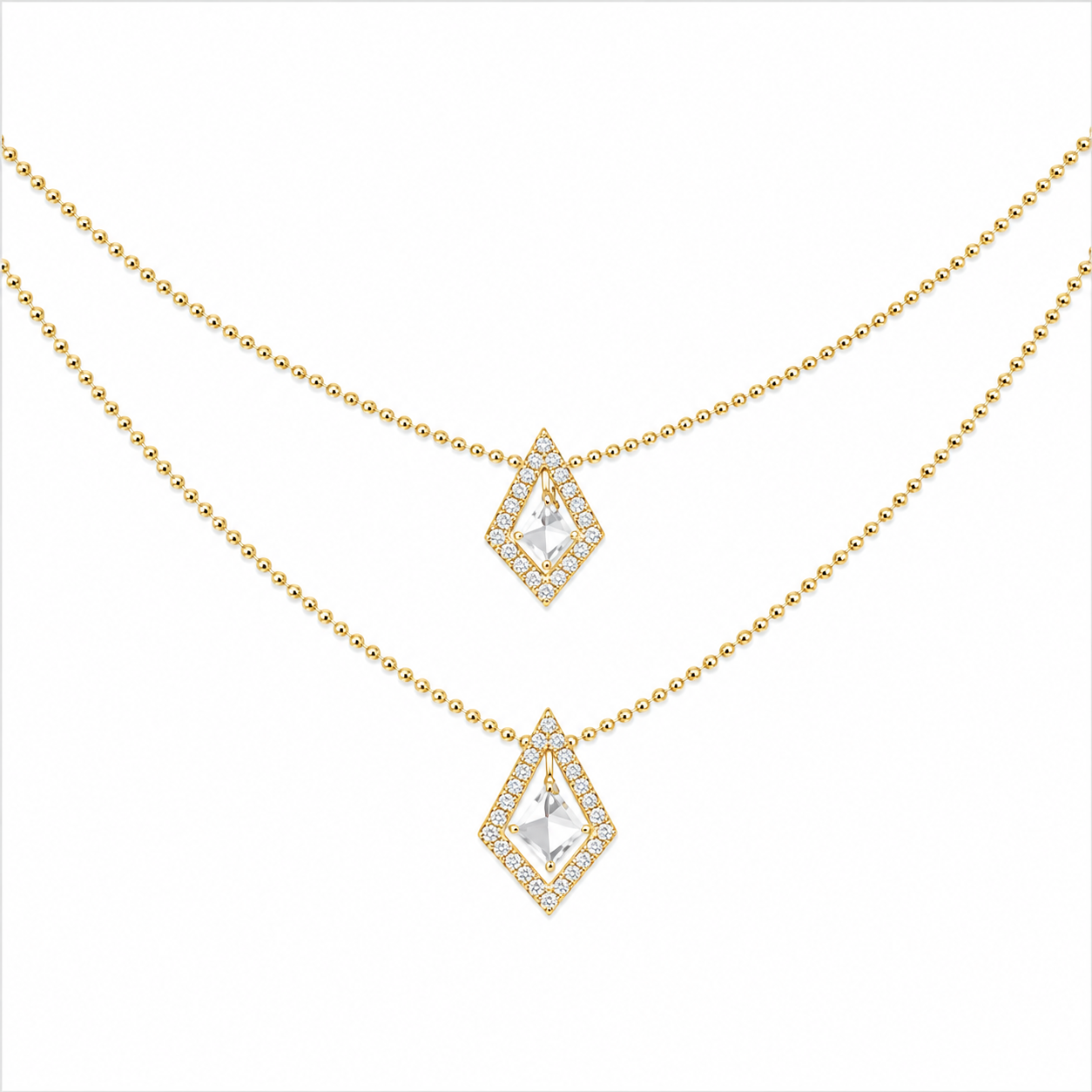 Geometric Halo Diamond Pendant