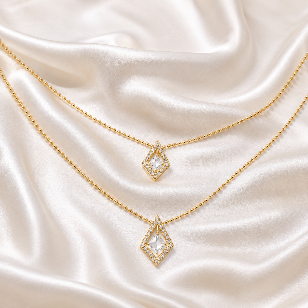 Geometric Halo Diamond Pendant