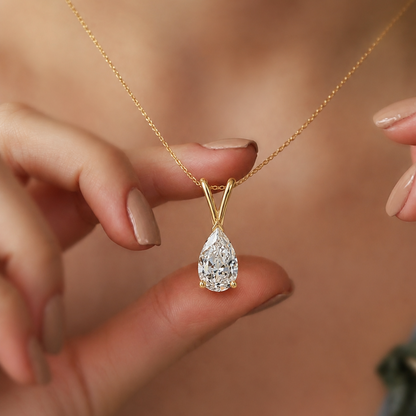 Pear Solitaire Pendant