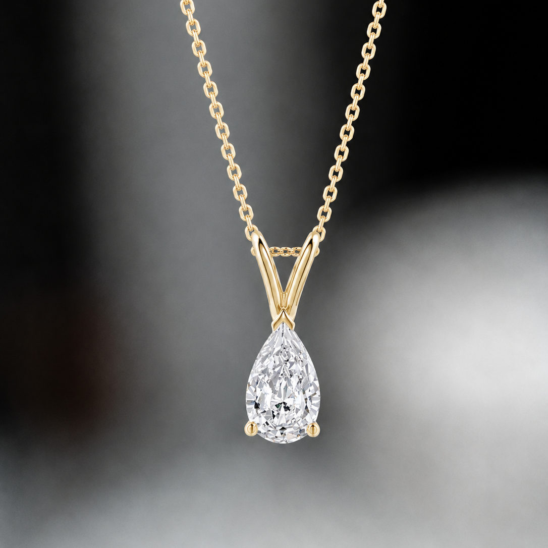 Pear Solitaire Pendant