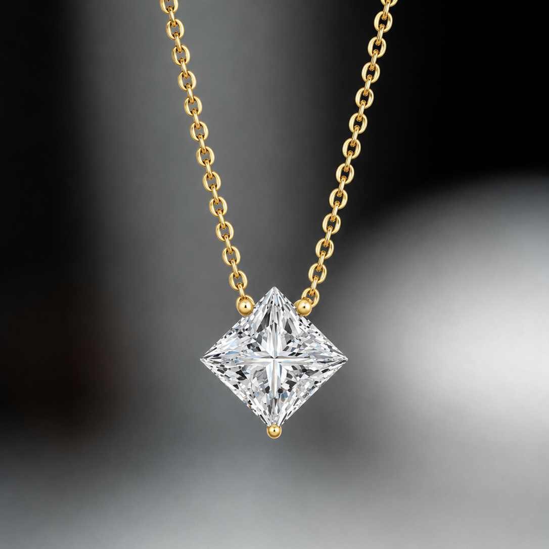 Square Solitaire Pendant