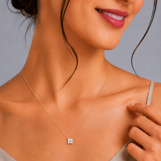 Princess Cut Solitaire Diamond Pendant