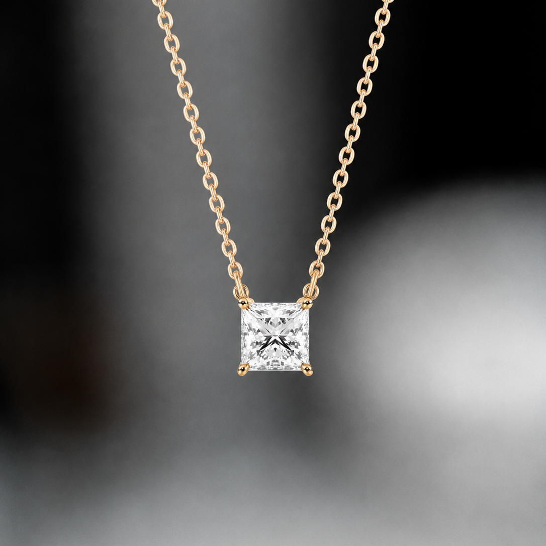 Princess Cut Solitaire Diamond Pendant