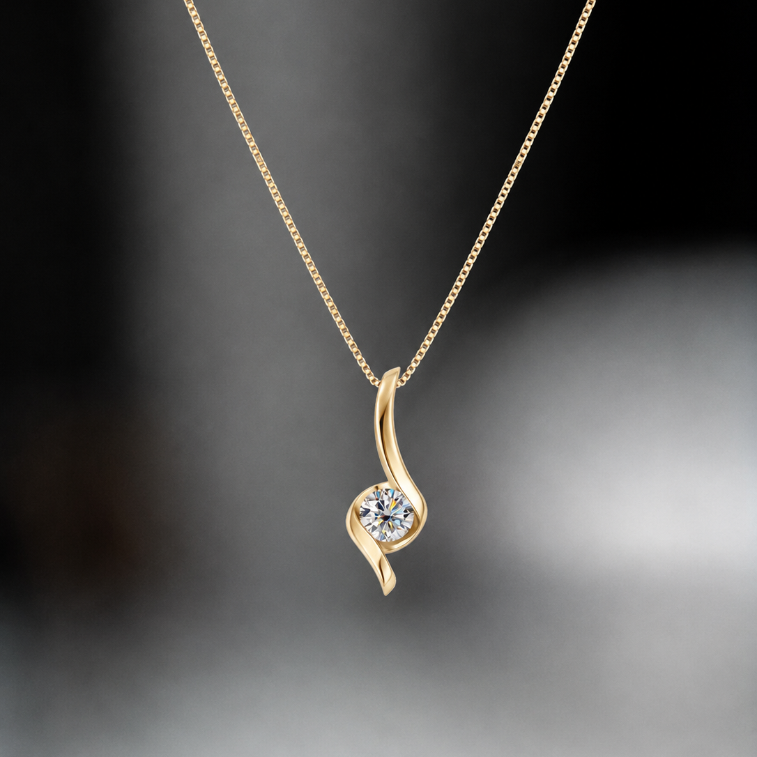 Twisted Curved Solitaire Pendant