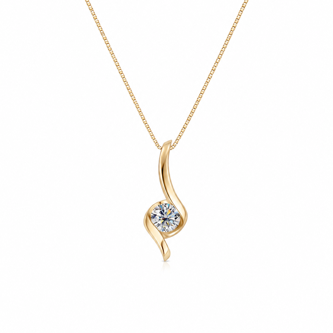 Twisted Curved Solitaire Pendant