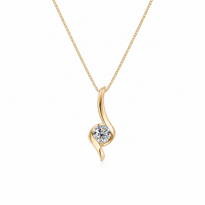 Twisted Curved Solitaire Pendant